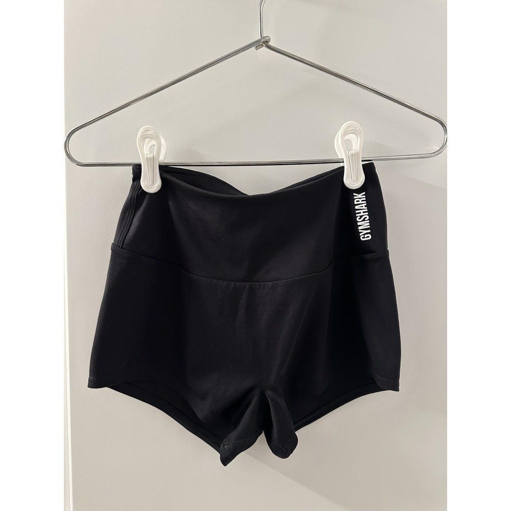 Gymshark Womens Black Crossover High Waisted Athletic‎ Workout Shorts Small